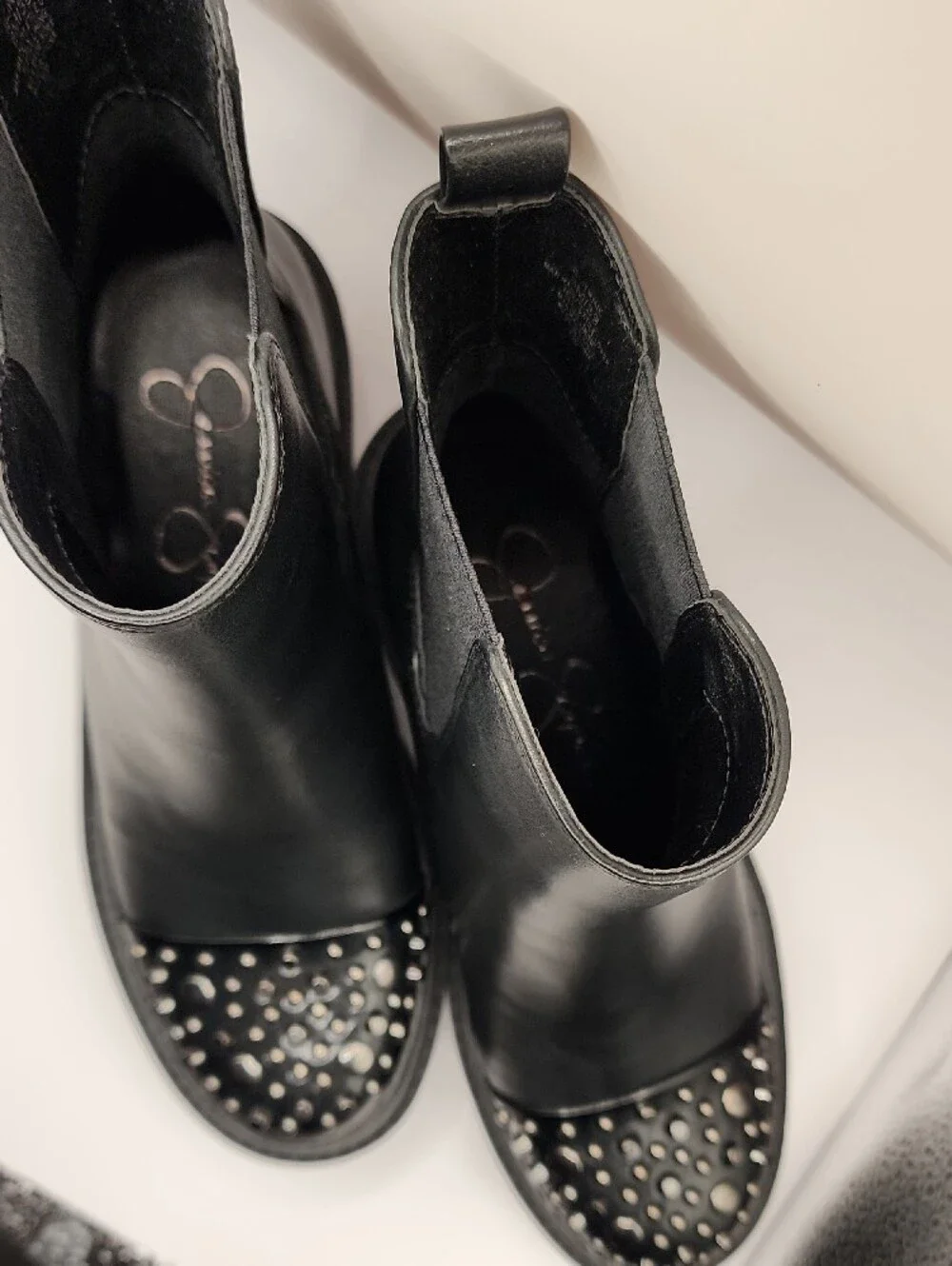 Jessica Simpson Black Studded Chelsea Platform Booties
